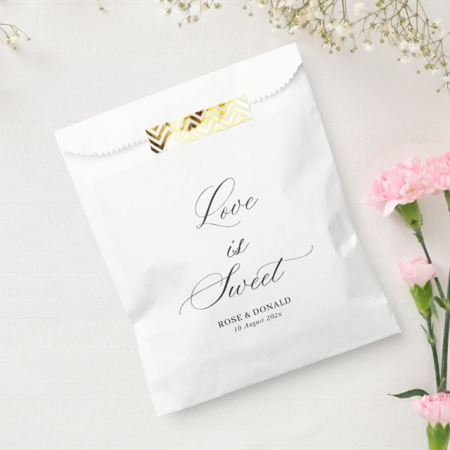 Love is sweet black script wedding favor bag (Sealed)