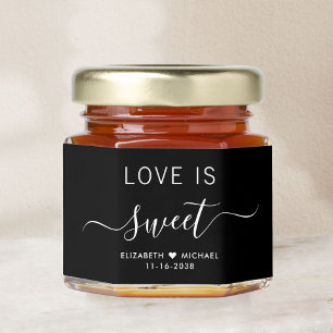 Love Is Sweet Black Wedding Honey Jar Favors