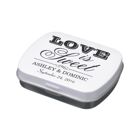 Love Is Sweet | Black Wedding Monogram Jelly Belly Candy Tin