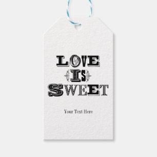 LOVE IS SWEET Black & White Vintage Wedding Favor Gift Tags