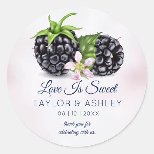 Love Is Sweet Blackberry Fruit  Wedding Classic Round Sticker