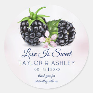 Love Is Sweet Blackberry Fruit Wedding Classic Round Sticker