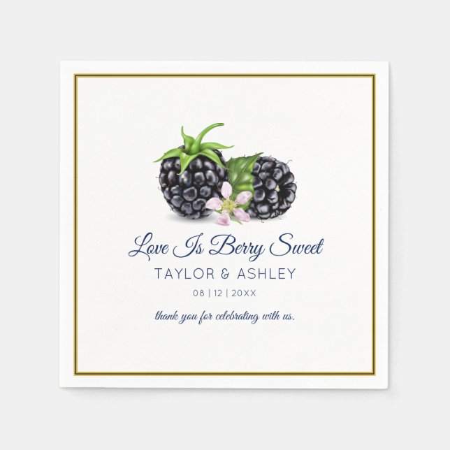 Love is Sweet Blackberry Fruit | Wedding Napkins (Front)