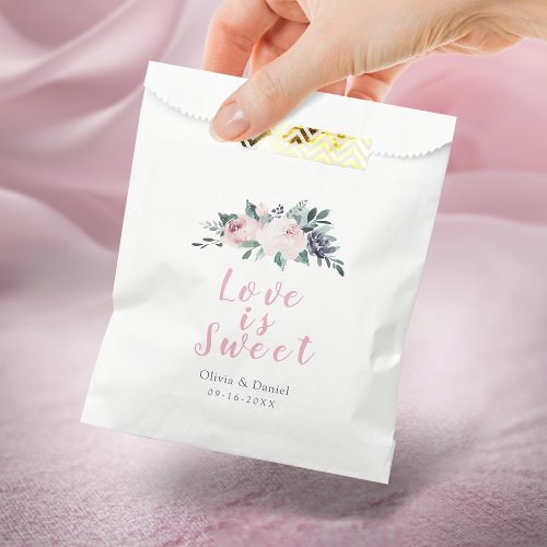 Love is sweet blooming botanical blush floral favor bag