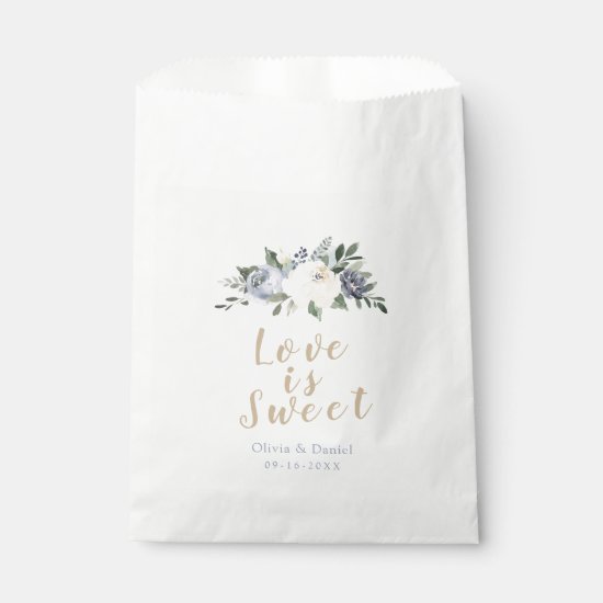 Love is sweet Blooming botanical dusty blue floral Favor Bag