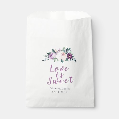 Love is sweet Blooming botanical purple wedding Favor Bag