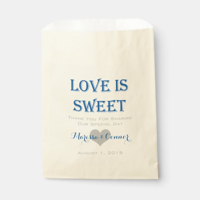 Love Is Sweet Blue and Gray Wedding Bags (Front)