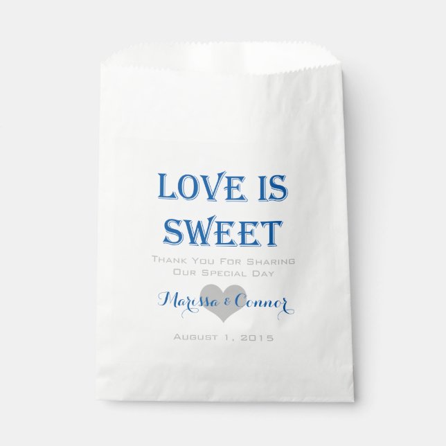 Love Is Sweet Blue and Gray Wedding Bags (Front)