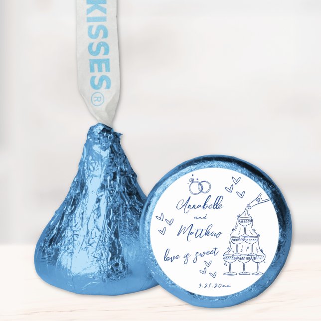 Love Is Sweet Blue Hand Drawn Wedding Hershey®'s Kisses® (Love Is Sweet Blue Hand Drawn Wedding Hershey®'s Kisses®)