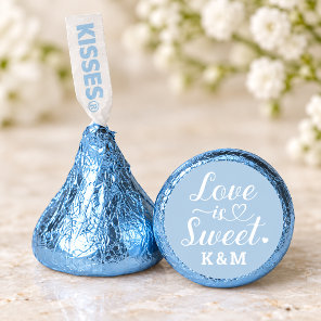 Love is Sweet Blue Heart Script Wedding Hershey®'s Kisses®
