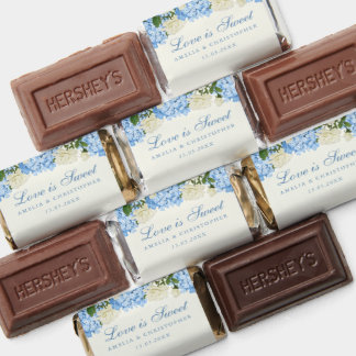 Love is Sweet Blue Hydrangea Flowers Wedding Hershey's Miniatures