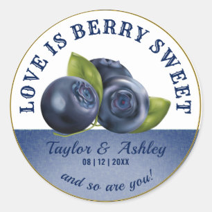 Love Is Sweet Blueberry Fruit   Wedding Classic Round Sticker