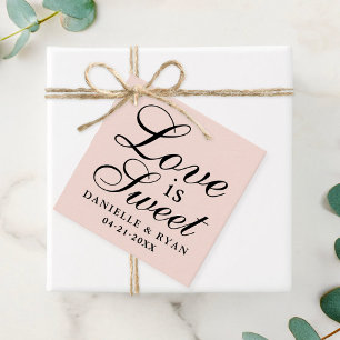 Love is Sweet Blush Pink Script Monogram Wedding Favor Tags