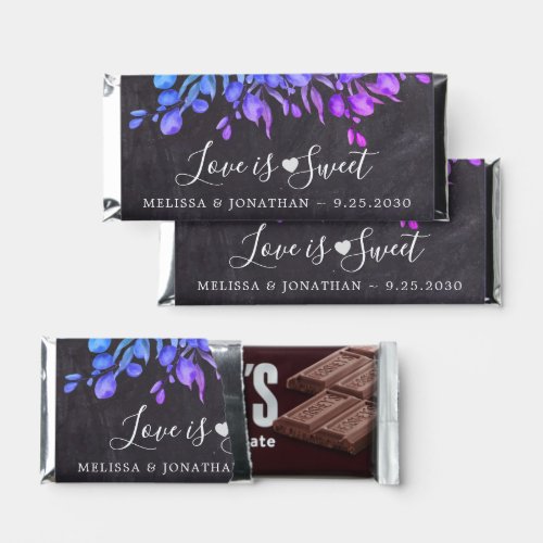 Love is Sweet Botanical Slate Personalized Wedding Hershey Bar Favors
