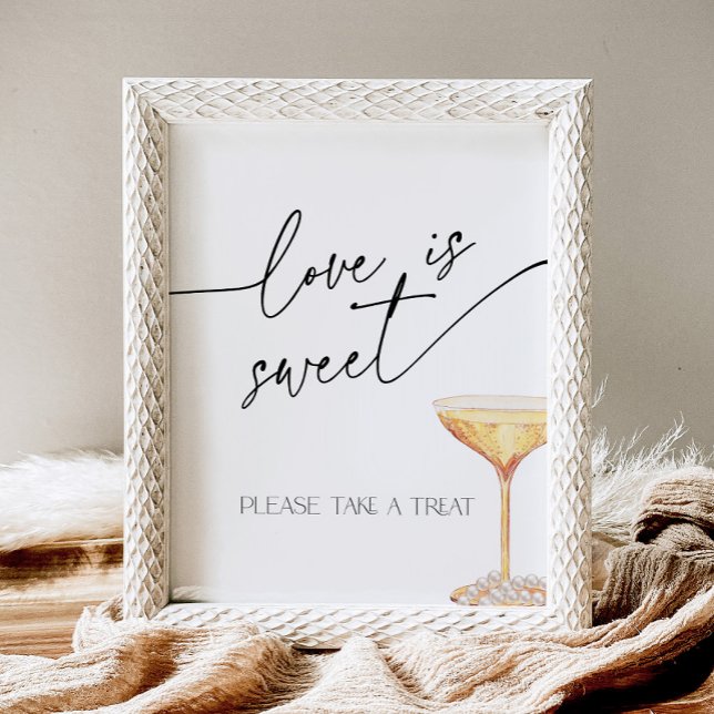 Love is Sweet Bridal Pearls and Prosecco Buffet Pedestal Sign (Creator Uploaded)