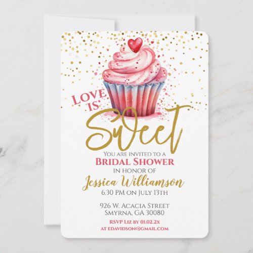 Love Is Sweet Bridal Shower Engagement Cupcake Invitation