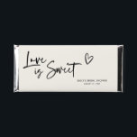 Love is Sweet Bridal Shower Hershey Bar Favors<br><div class="desc">With personalized chocolate bars you can say "Thank You" in a Sweet and Memorable Way! This minimalist chocolate bar wrapper features a cute script font with text "love is sweet". Don't forget to change the date on the barcode on the back of the wrapper! Ingredient on the back of the...</div>