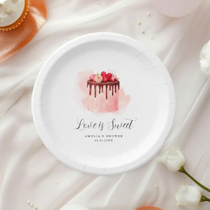 Love Is Sweet Bridal Shower Invitation Paper Plates