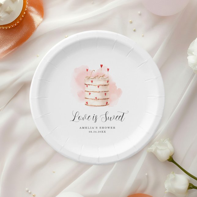 Love Is Sweet Bridal Shower Invitation Paper Plates (Creator Uploaded)