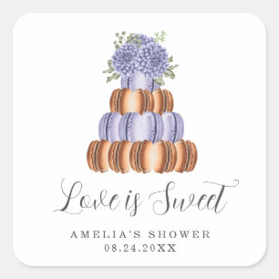 Love Is Sweet Bridal Shower Macaron Square Sticker
