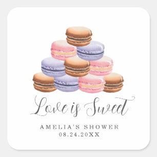 Love Is Sweet Bridal Shower Macaron Square Sticker