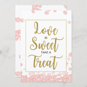 Love is Sweet Bridal Shower Sign Pink and Gold Invitation