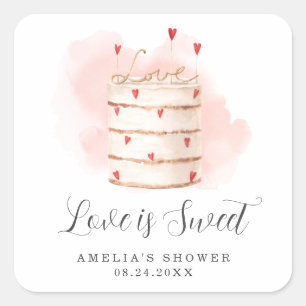 Love Is Sweet Bridal Shower Square Sticker