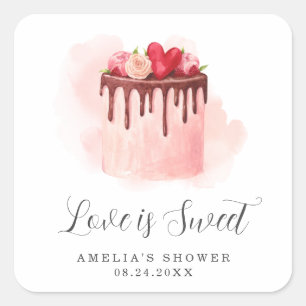 Love Is Sweet Bridal Shower Square Sticker