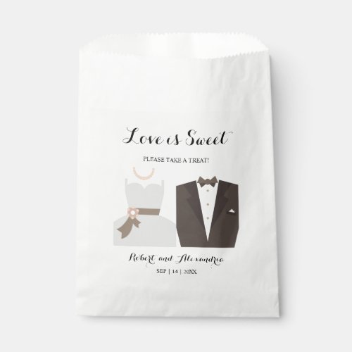 Love is Sweet Bride  Groom Wedding Treat Favor Bag