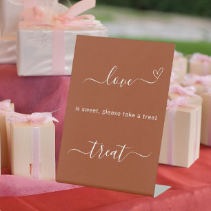 Love is sweet burnt orange wedding treat sign