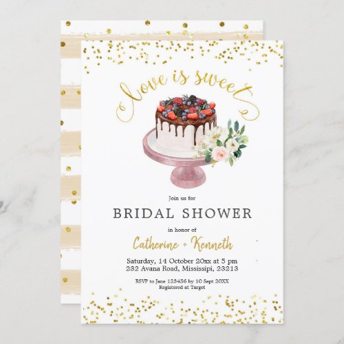 Love is Sweet Cake Bridal Shower Invitation