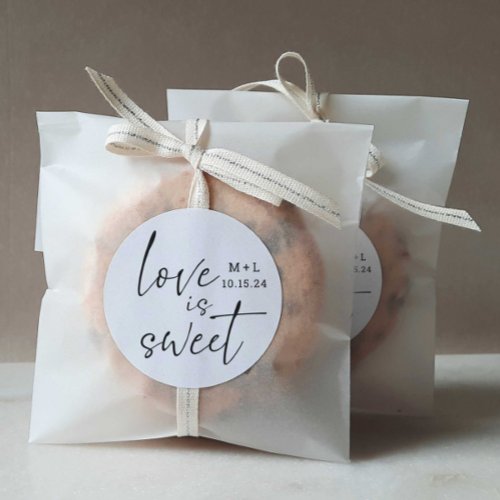 Love is Sweet Calligraphy Wedding Favor Classic Round Sticker