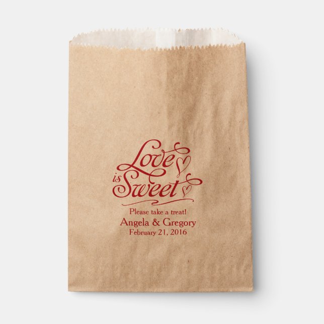Love is Sweet Candy Buffet Dessert Buffet Wedding Favor Bag (Front)