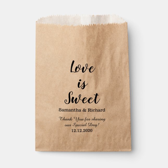 Love Is Sweet Candy Wedding Thank You Favor Bag (Front)