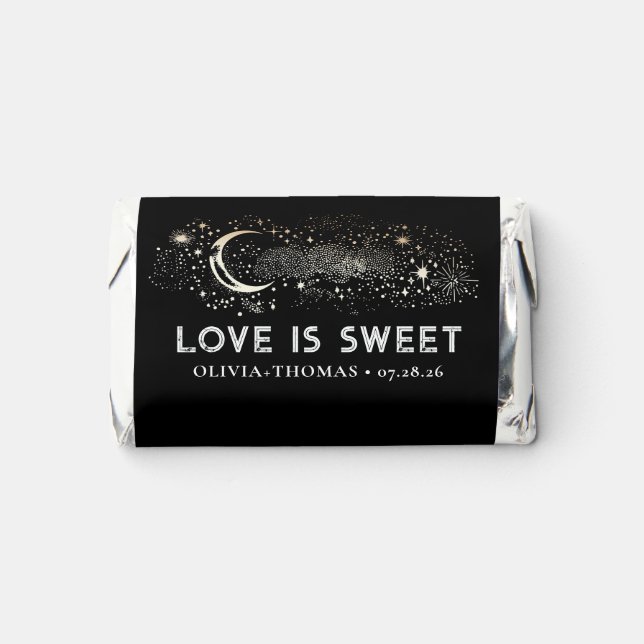 Love is Sweet Celestial Black Wedding Hershey's Miniatures (Front)