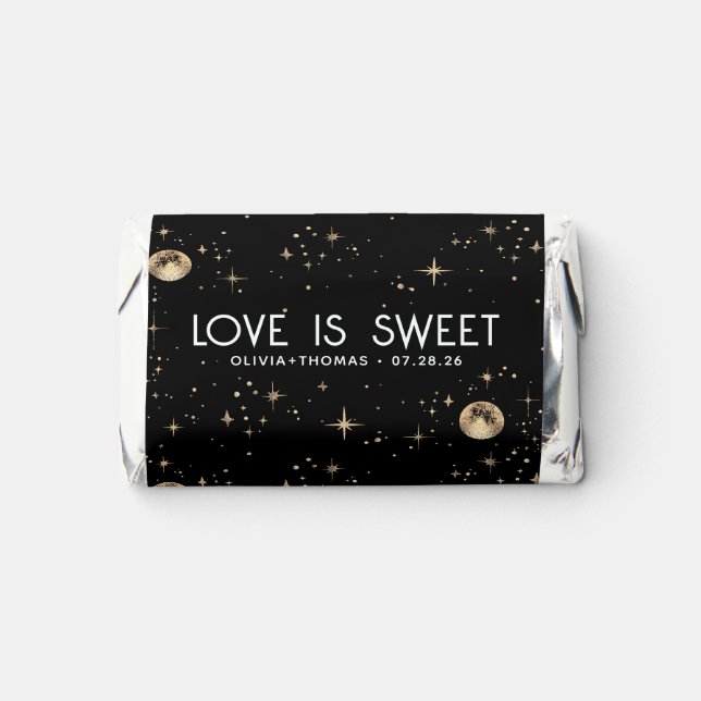 Love is Sweet Celestial Black Wedding Hershey's Miniatures (Front)