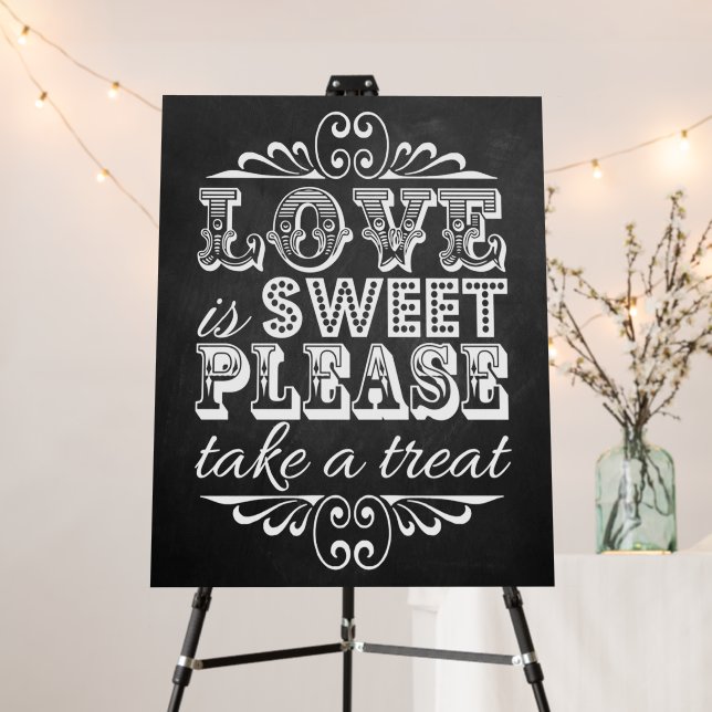 Love Is Sweet - Chalkboard Wedding Favor Sign (In Situ (Stand))