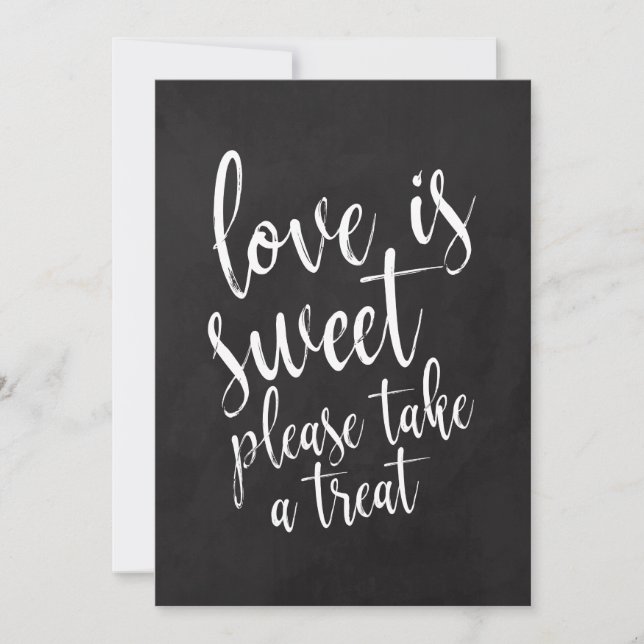 Love is Sweet Chalkboard Wedding Favors Sign Invitation (Front)