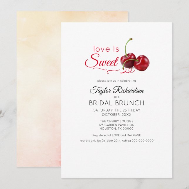 Love is Sweet Cherry Brunch Wedding Invitation (Front/Back)