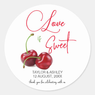 Love is Sweet Cherry Fruit Wedding Classic Round Sticker