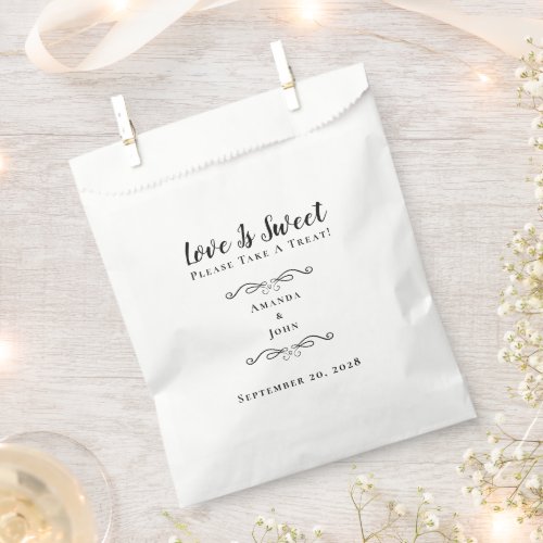 Love is Sweet Chic Wedding Reception Black  White Favor Bag