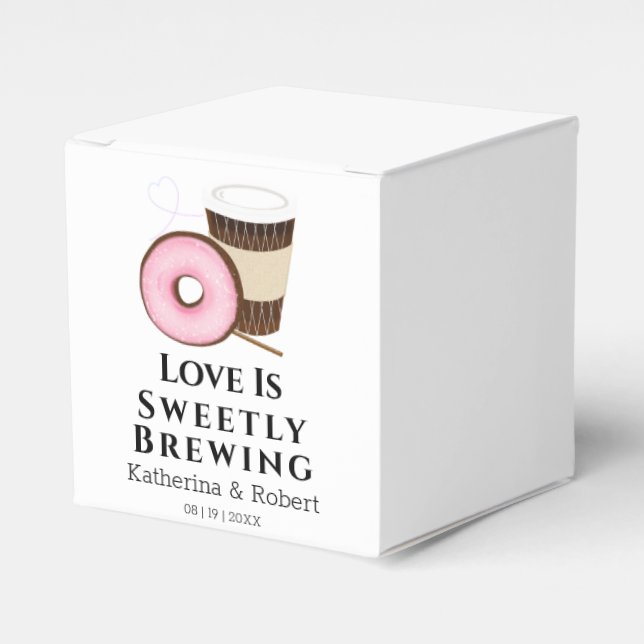 Love Is Sweet Coffee and Donut | Wedding Favor Boxes (Front Side)