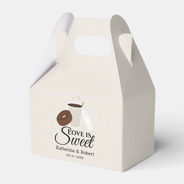 Love Is Sweet Coffee and Donut | Wedding Favor Boxes (Front Side)