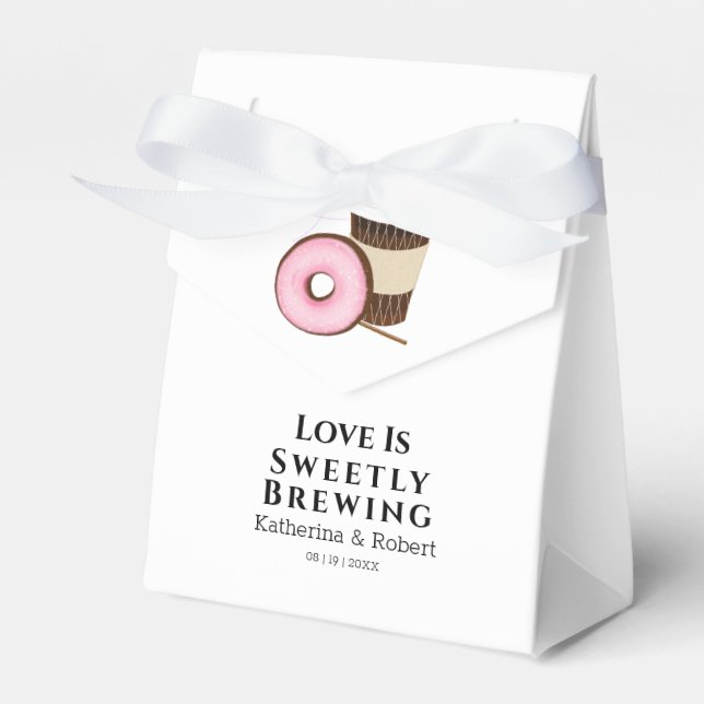 Love Is Sweet Coffee and Donut | Wedding Favor Boxes (Front Side)