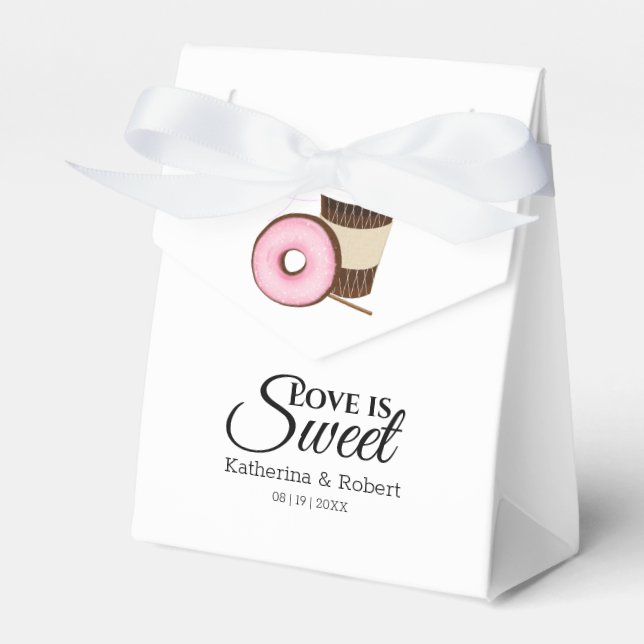 Love Is Sweet Coffee and Donut | Wedding Favor Boxes (Front Side)