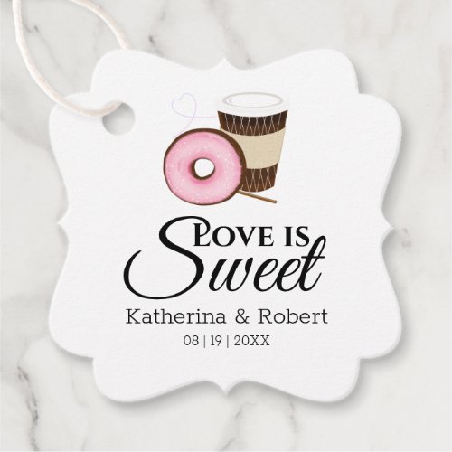 Love Is Sweet  Coffee and Donut Wedding Favor Tags