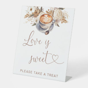 Love Is Sweet Coffee Bridal Shower Pedestal Sign