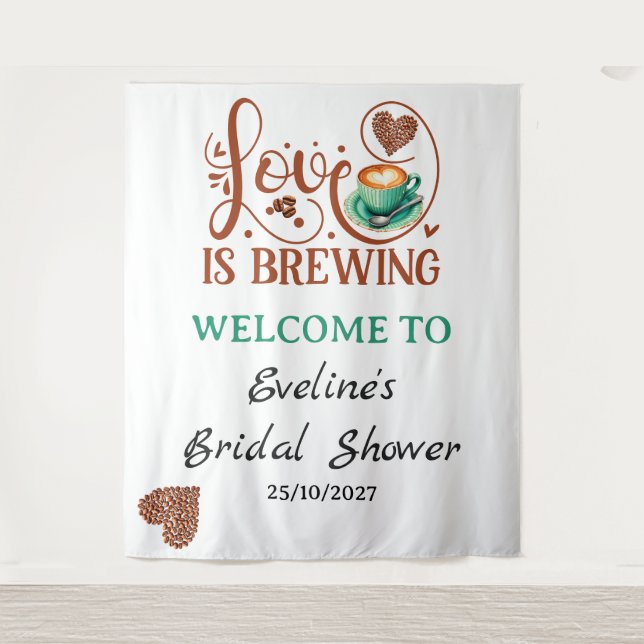 Love Is Sweet Coffee Heart Script Welcome Sign Tapestry (Front)