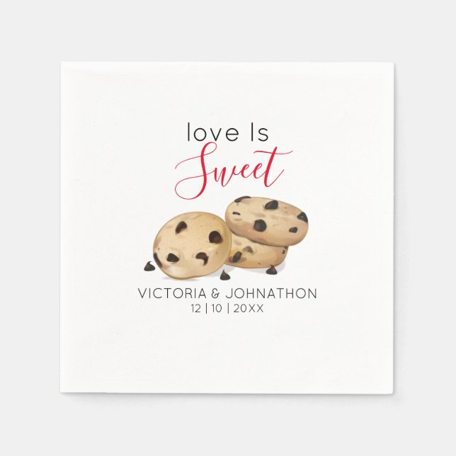 Love Is Sweet Cookie Thank You | Wedding Treat Napkins (Front)