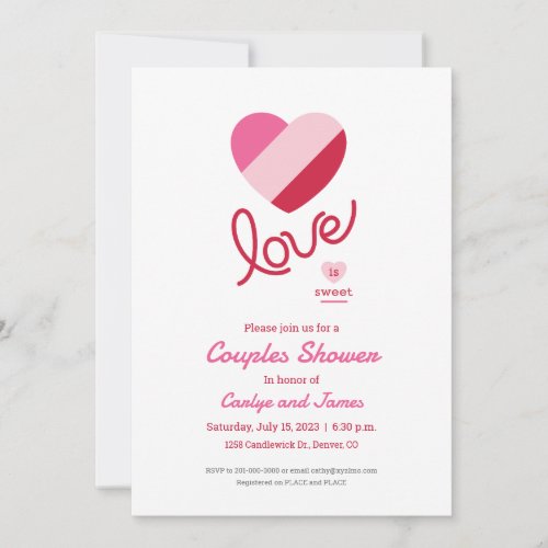 Love is Sweet Couples Shower Hearts Invitation